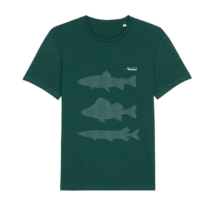 HOOKED - T-SHIRT aquatic glazed green and white